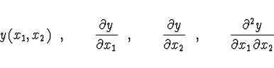 \begin{displaymath}
y(x_1,x_2)\ \ , \qquad \frac{\partial y}{\partial x_1} \ \ ,...
..._2}\ \ , \qquad \frac{\partial^2 y}{\partial
x_1 \partial x_2}
\end{displaymath}