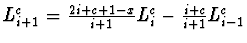 $L_{i+1}^c = \frac{2i +c +1 - x}{i +1} L_i^c - \frac{i+c}{i+1}
L_{i-1}^c$